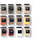 APT 1101 Glass Storage Jars with Bamboo Lid, glass canisters with airtight lids, Clear jars with lids for Spice, Cookie, Candy, Tea, Coffee Bean and Rice (Black, Spice Jar Set (4 oz, set of 12))