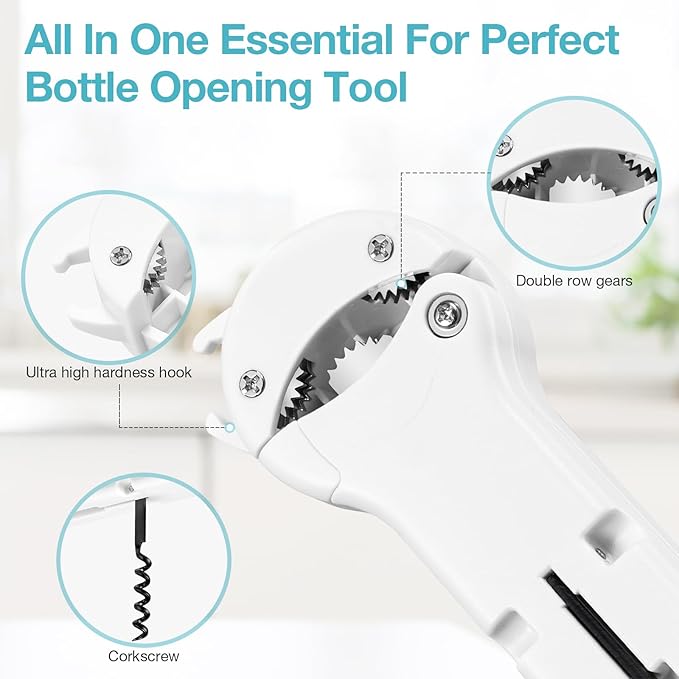 7-in-1 Jar Opener for Seniors – Magnetic adjustable Jar Opener & Bottle Opener for Arthritis, Weak Hands, Easy-Grip Kitchen Lid Opener Gadgets (Off-White)
