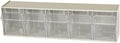 Akro-Mils TiltView Plastic Storage Cabinet with 5 Tilt Out Bins, Horizontal Plastic Parts Organizer, Teacher Toolbox, and Office Supply Organizer, 23-5/8" W x 6-1/2" H x 5-5/8" D, Stone