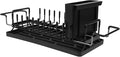 ibasenice Expandable Over-Sink Dish Drying Rack with Drainboard Stainless Steel Kitchen Sink Organizer for Countertop, Large Capacity Cutlery and Bowl Holder, Multipurpose Dish Drainer