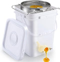 Threehoney 5 Gallon Honey Bucket with Spigot and Stainless Steel Filters Set Honey Extractor Equipment Food-Grade Bucket with Spigot for Bee Keeping Supplies Extracting Storage(White, 5 Gallon)