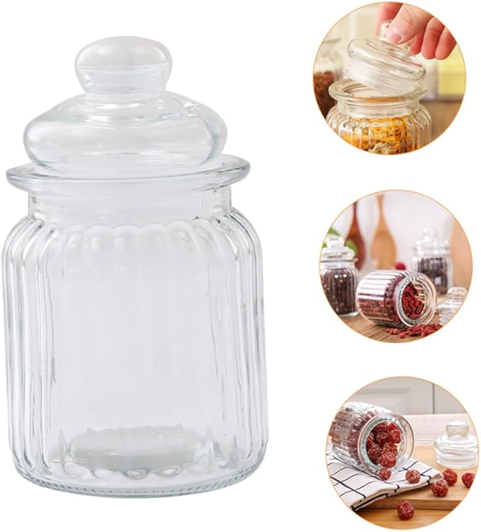 4pcs Glass Storage Can Meal Prep Containers Lids for Pantry Organization