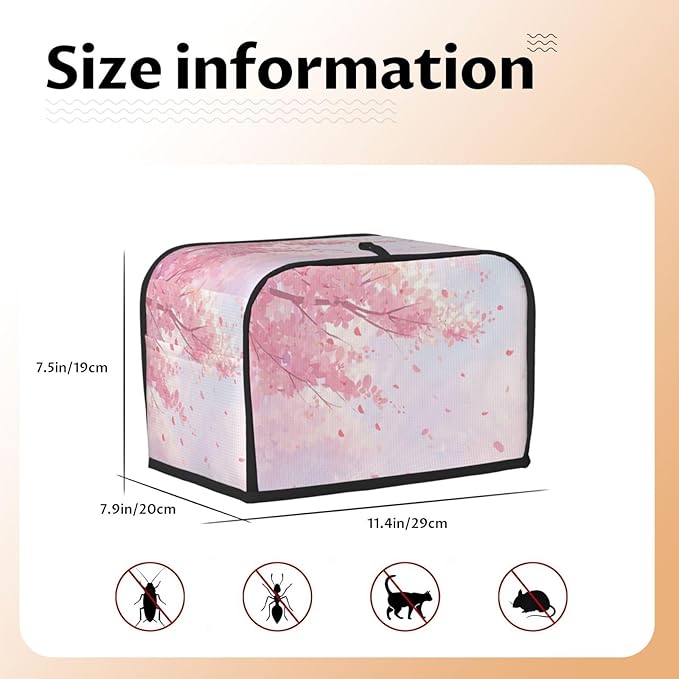 Toaster Cover 2 Slice Japanese Art Flower Cherry Blossom Kitchen Small Appliance Covers with Pockets Dust and Fingerprint Protection