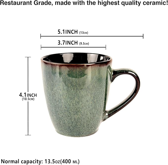 13.5 Oz Coffee Mugs, Ceramic Coffee Mugs with Texture Patterns for Man,Woman,Dad,Mom, Modern Coffee Mugs Set of 4 for Latte/Cappuccino/Cocoa, Dishwasher&Microwave Safe