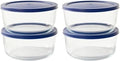8-Piece Glass Food Storage Containers Set (4 Containers + 4 BPA-Free Lids) | 6.5-Cup, Leakproof | Microwave, Freezer, Oven & Dishwasher Safe | Ideal for Meal Prep & Pantry Organization, Blue