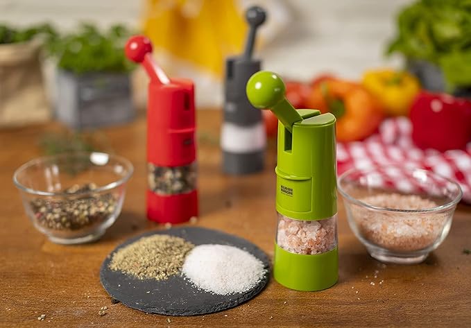 Kuhn Rikon Adjustable Ratchet Grinder, Red, 8.5 x 2.25 inches | Ceramic Mechanism, For Salt, Pepper and Spices