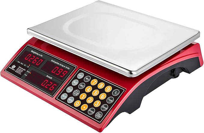 66lb Digital Commercial Kitchen Scale with Price Computing - Rechargeable Stainless Steel Food Scale for Meat, Produce, Fruit & Vegetables, Dual Display with Memory Function (Not for Trade)