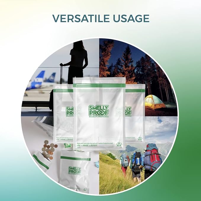 COMBO PACK: 40 x Reusable Food Storage Bags by Smelly Proof, Dishwasher-Safe, US Made, CLEAR, 4-Sizes: XL Gallon, Quart, Snack & Medium Sandwich Bags