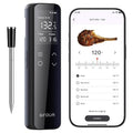 Wireless Meat Thermometer Bluetooth with Digital Standalone Base, WiFi Unlimited Range, 6 Precision Sensor, IP67 Waterproof and Heat Resistant, Kitchen Essentials for Oven BBQ Grilling and Smoking