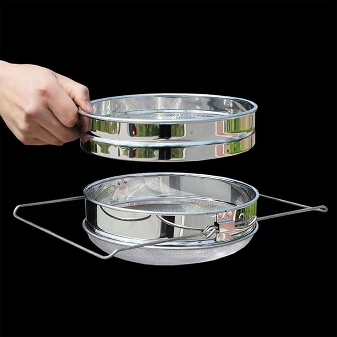 Stainless Steel Honey Strainer, Double Sieve for 5 Gallon Bucket, Beekeeping Equipment with Extendable Arms, Honey Debris Filter