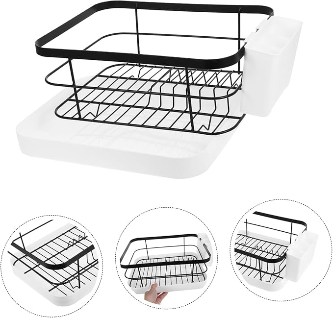 OUNONA Collapsible Dish Drying Rack Large Space-Saving Bowl Plate Rack Dish Drainer for Kitchen Counter