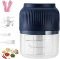 Household Electric Garlic Crusher, Electric Garlic Chopper, Usb Rechargeable Chopper With Stainless Steel Blades, One-Touch Mini Kitchen Helper, Easy To Clean, For Vegetables (Blue, 6 blades)