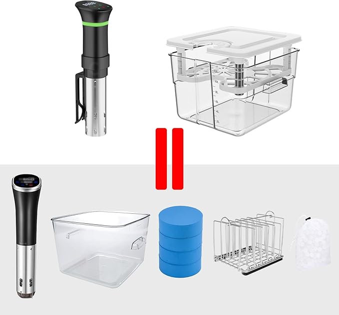 Sous Vide Cooker Kit, 1000W Sous Vide Machine and 12.60QT Sous Vide Container with Lid and Adjustable Rack, with Temperature and Time Digital Display Control