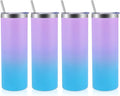 Volhoply 4 Pack Skinny Tumblers with Lid and Straw, 20oz Stainless Steel Straight Tumbler Bulk, Vacuum Insulated Coffee Mug for Home, Office, Travel, DIY (Lavender,4 Pack)