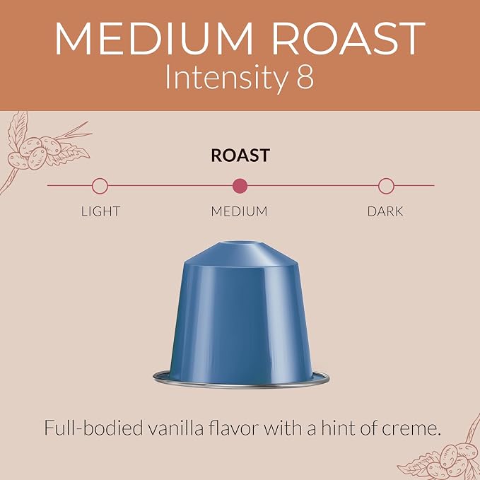 Camilla’s Heritage - Intensity 8 Vanilla Flavored Espresso Coffee, Gourmet Espresso Cups, 60 Coffee Pods