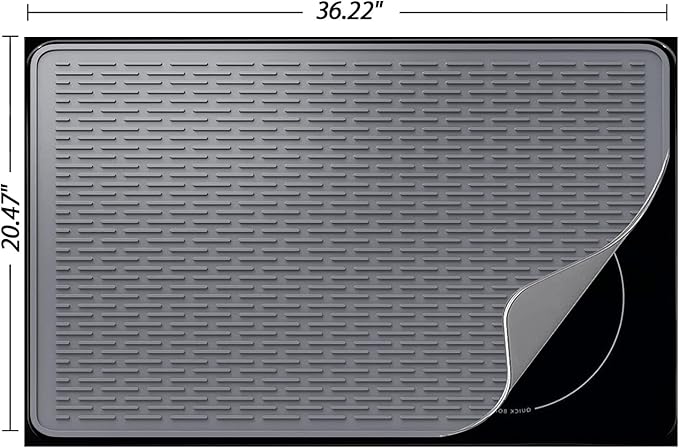 Stove Top Cover for Electric Stove- Range Covers for Electric Stove,Silicone XXL Dish Drying Mat, Glass Cooktop Covers, Flat RV Range top Mats (Gray, 36"x21")