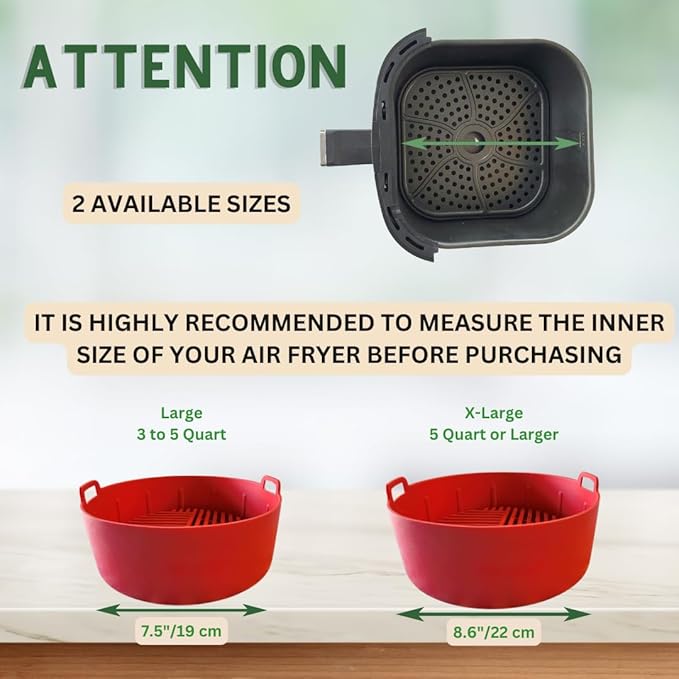 Air Fryer Liners Reusable, Silicone Air Fryer Liners 7.5" for 3–5 QT, Sturdy Airfryer Liners, Air Fryer Silicone Liners, Non-Stick Air Fryer Accessories