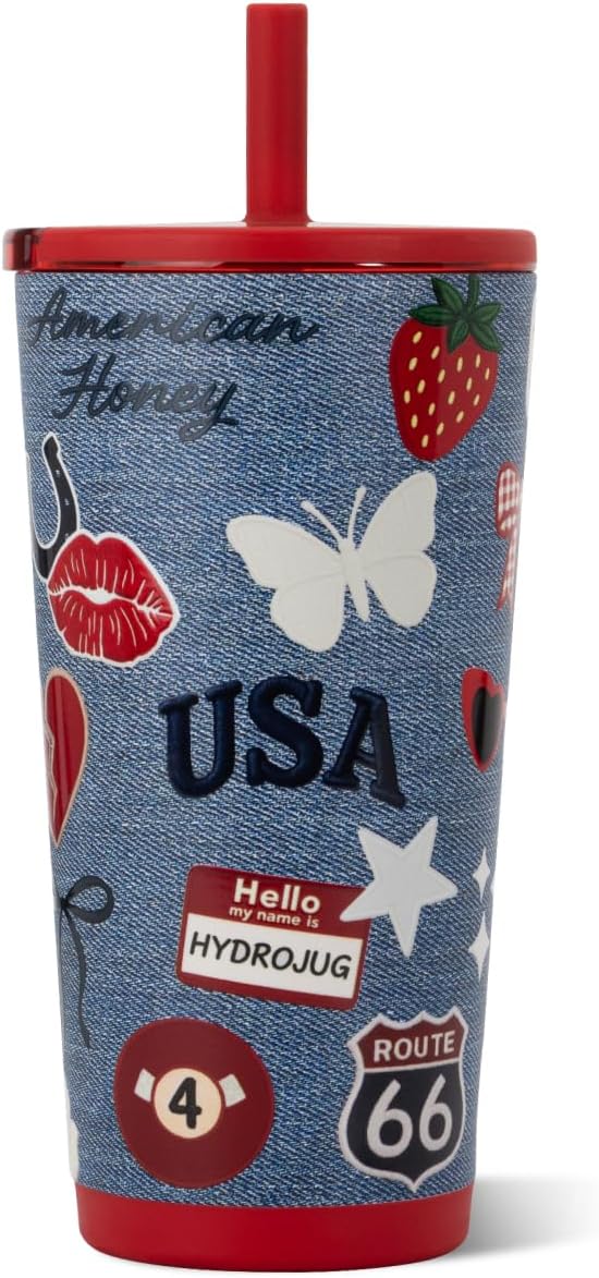 HydroJug Everyday Tumbler 20 oz, Ceramic-Lined Straw Cup, American Honey