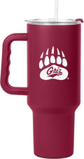 Logo Brands NCAA 40 oz Tumbler with Handle -Stainless Steel Insulated Travel Tumbler with Straw Lid – Powder Coated, Leak-Resistant, Keeps Drinks Hot/Cold – Great for Tailgating, or Everyday Use