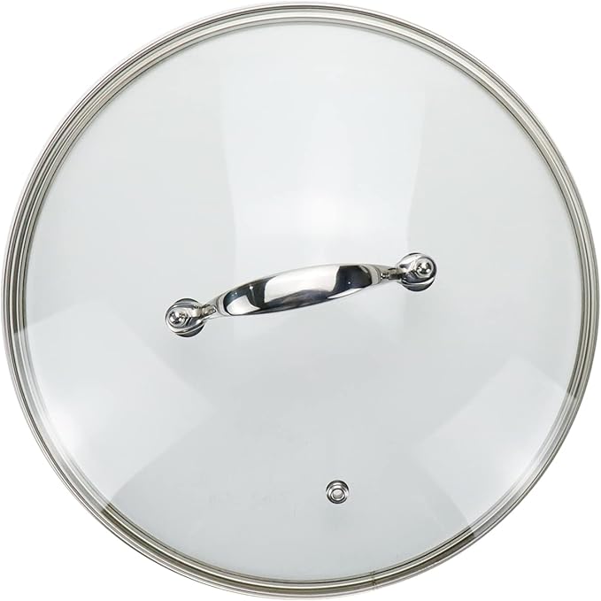 10 Inch Clear Tempered Glass Pan Lid Replacement with Stainless Steel Arch Handle, Oven Safe Up to 356°F (180℃), Silver