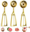 3 Pcs Ice Cream Scoop with Trigger Release, 304 Stainless Steel Cookie Scoops for Baking & Food Prep, Easy to Clean Dishwasher Safe Scooper for Ice Cream, Cookie Dough, Cupcakes, Fruit and Meatballs