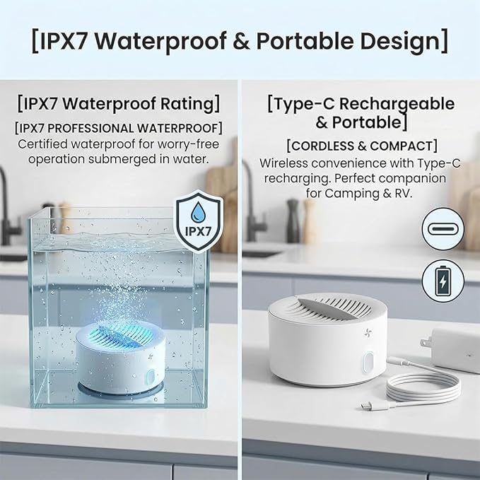 Original Premium Produce Cleaner, Best Ultrasonic Vegetable Produce Cleaner Device, Veggie Cleaning Machine, Deep Cleaning Surface Residues, Ipx7 Waterproof Cordless Device for Berries Meat (1PC)
