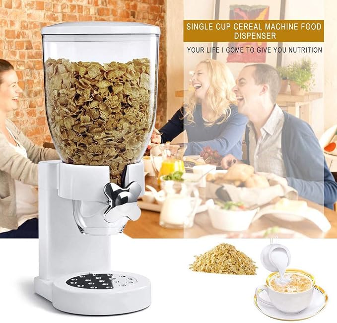 Triple Cereal Dispenser Food Canister, Dry Food Dispenser Control Storage Container, Great for Cornflakes, Candy, Nuts, Beans, Granola - Kitchen Storage Dispenser