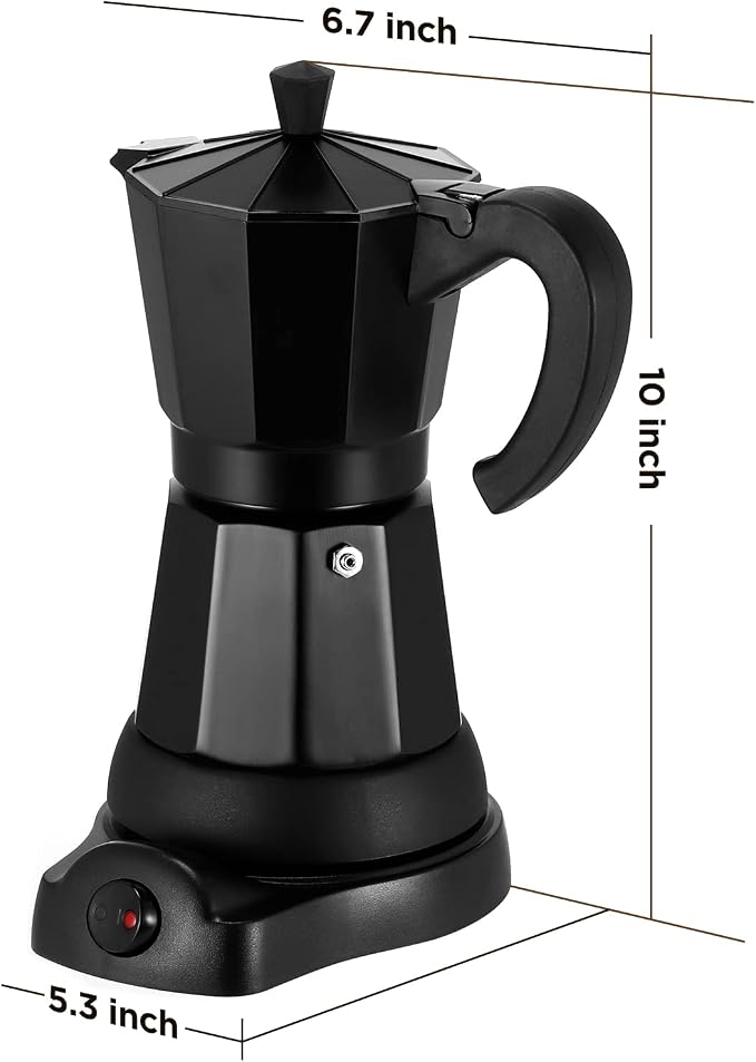 SHANGSKY Coffee Pot Electric Moka Pot 6 Cup, Espresso Coffee Maker Cafeteras Electricas Italian Coffee Maker Espresso Makers Portable Aluminum Electric Mocha Pot, Coffee Machine Moka Maker
