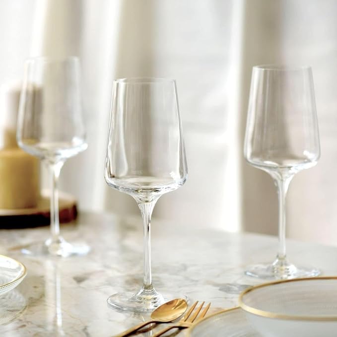 Krosno White and Sparkling Large Wine Glasses Drinking 13,5 oz – Set of 4, Infinity Collection, Elegant Long Stem Cocktail Crystal Set Wedding Gift, Lead-Free Glass, Homes, Restaurants & Kitchen