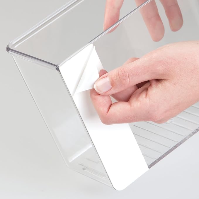 iDesign Adhesive Organizer Bin - Damage-Free Hanging for Kitchen, Bathroom, or Office - Set of 4 - Clear