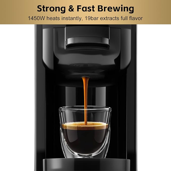 CUSIMAX Espresso Machine Single Serve Coffee Machine Compatible with Nespresso Pods, Adjustable Brewing Size, 19Bar Coffee Maker, Stainless Steel Espresso Maker with 20oz Remevable Water Tank