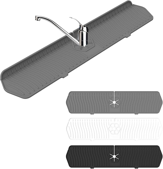 Faucet Guard - 90 Foldable Drain Mat for Kitchen & Bathroom Sink (Gray, 24"*5.66")