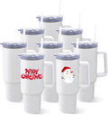 YOUKE OLA 8 Pack Sublimation Tumblers 40oz with Handle Blanks Stainless Steel Insulated Large Tumbler Bulk Coffee Travel Cups for Tumbler Heat Press Sublimation Oven Printing, White