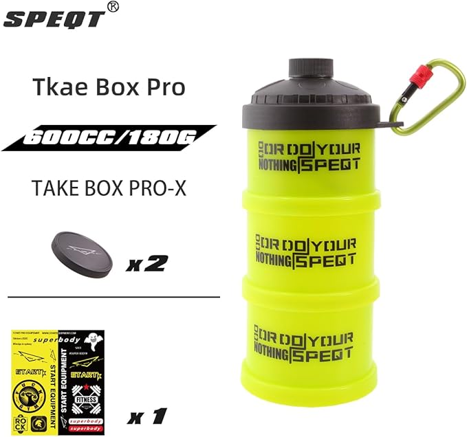 Protein Powder Stackable Container To Go,with Top Cap Funnel for Water Bottle,Twist Lock Portable Supplement Organize Storage Dispenser for Pre/Post Workout,Fitness,Travel,Gym