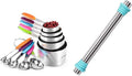 U-Taste 18/8 Stainless Steel Measuring Cup and Spoon Set of 10 Multicolor and 16 inch Adjustable Rolling Pin with Silicone Removable Thickness Rings Aqua Sky