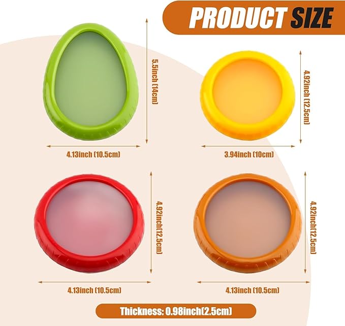 Set of 8 Avocado Saver and Onion Storage Set, Fresh Pod, Reusable Silicone Storage Pods for Avocado, Onions, Tomatoes, Garlic – Anti-Oxidation for Fridge, Send Goods from Local Warehouse