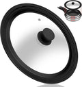 Universal Lid for Pots, Pans and Skillets - Tempered Glass Lid with Heat Resistant Silicone Rim Fits 10" - 12" Diameter Cookware, Replacement Lid for Frying Pan and Cast Iron Skillet(10"11"12")