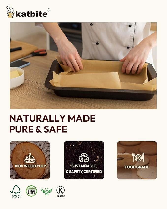 Katbite Air Fryer Parchment Paper Liners 180cs Airfryer Liners Disposable 9x11 & Katbite 220 Pcs Parchment Paper Sheets Balanced Series12x16 Inches
