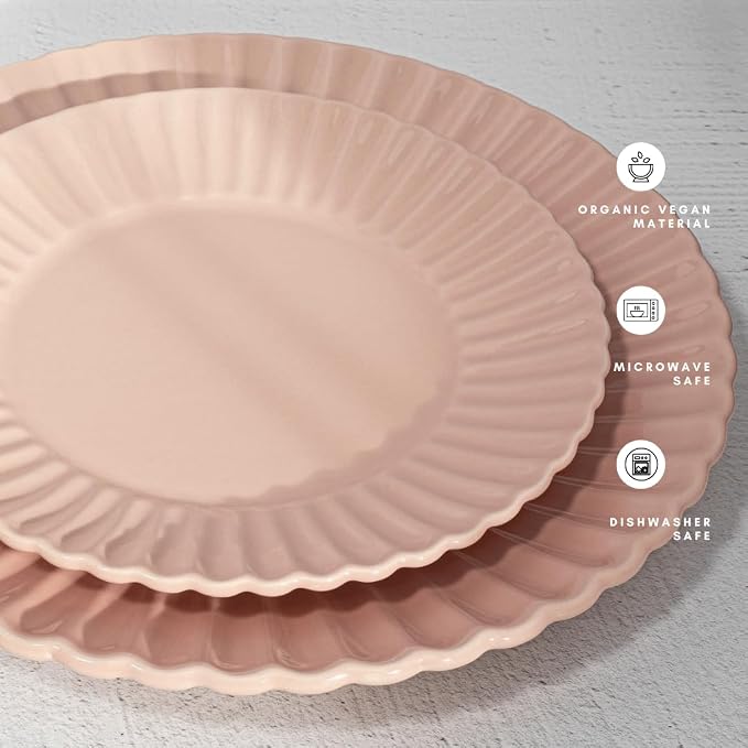 16 Piece Dinnerware Set Aruba (Pink Sunset) Plates, Bowls, and Mugs Set for 4