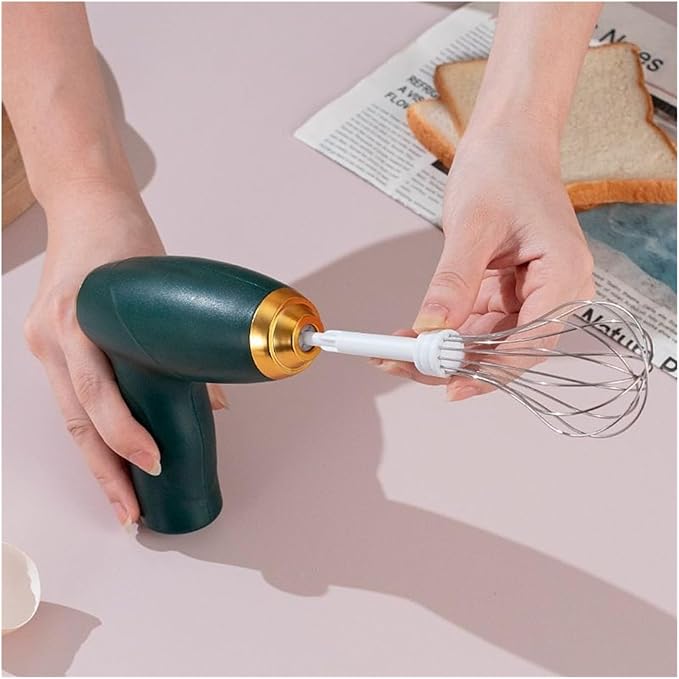 6-in-1 Electric Mixer with Milk Frother: Handheld Egg Beater, Portable Powered Mixer for Coffee, Baking, Cake Cream & Kitchen Batter Mixing