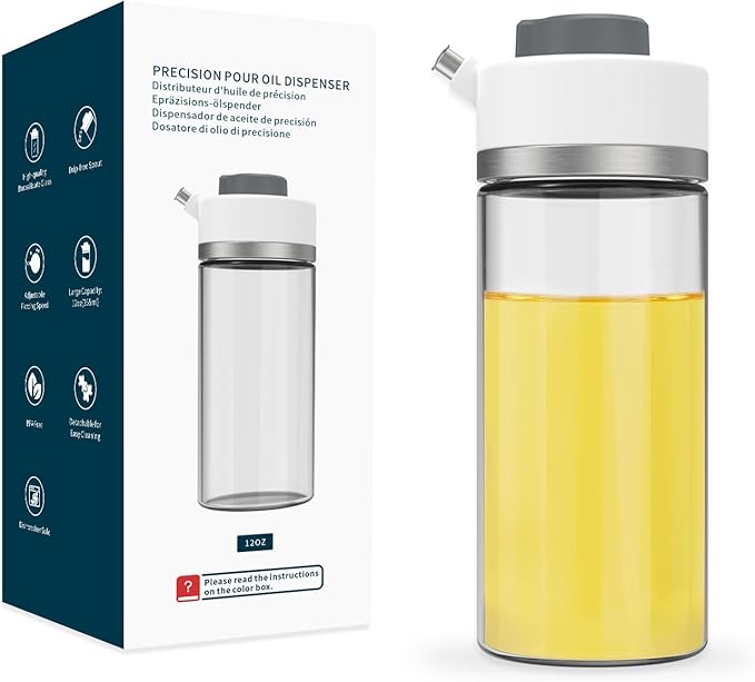 KITCHENDAO Precision Pour Glass Oil Dispenser and 2 in 1 Salad Dressing Shaker