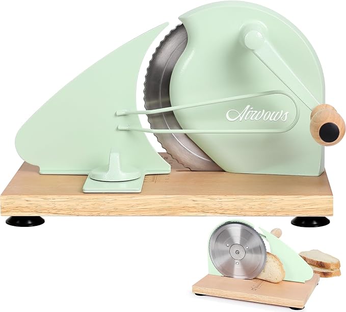 Manual Bread Slicer for Homemade Bread,Even Slicing Thickness-Adjustable Slices,Sourdough Slicer with Scale Lines&SuperStrong SuctionCup Fixation (Light Green)