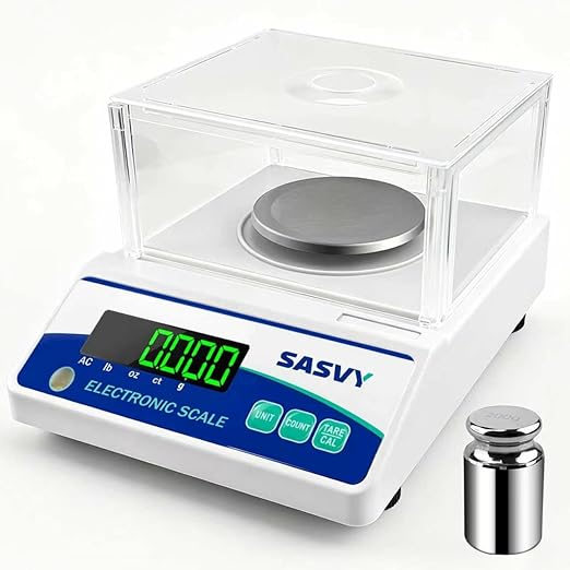 Lab Scale 500g x 0.001g Scientific Scale g/oz/ct/lb High Precision Digital Electronic Analytical Balance for Jewelry Kitchen Laboratory School, Includes 200g Calibration Weight&Battery