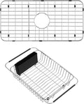 SANNO Expandable Dish Drying Rack Over The Sink Dish Drainer Kitchen Sink Grate Sink Protector for Kitchen Sink, Stainless Steel