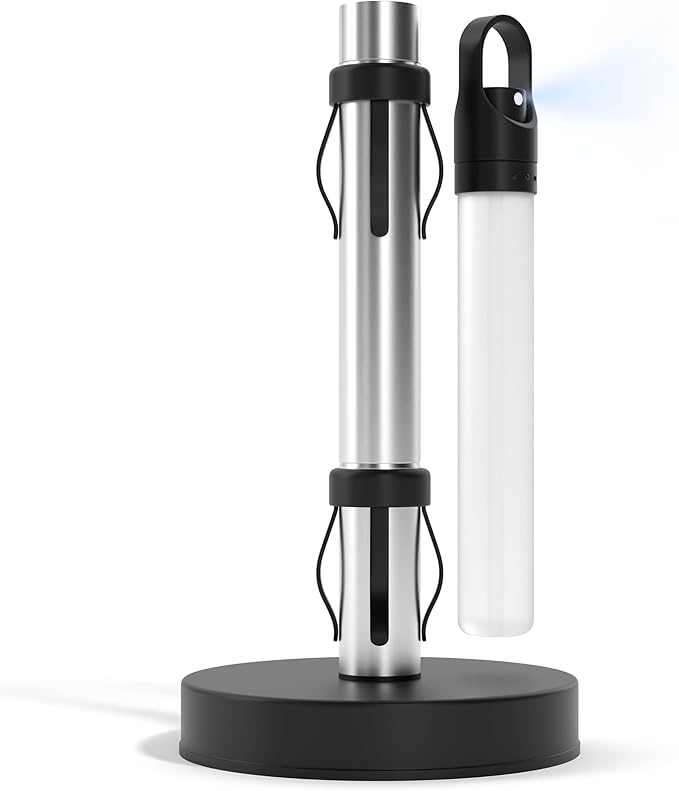 Stainless Steel Paper Towel Holder with Spray Pump – One-Handed Tear, Smart Traction System, 5 oz Sprayer Bottle, Heavy Duty Suction Cups, Weighted Base, Kitchen Towel Dispenser for Countertop Use