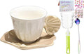 Pearl Shell Ceramic Coffee Mug with Shell Coaster Set for Tea Latte Milk Cute Cup with Saucer for Home Office Women Gift 6.5 oz (Milk coffee S, 270 ml)