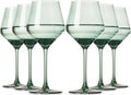 Green Wine Glasses Set of 6-17.5oz Long Stem Crystal Wine Glasses, Handcrafted Blown Colorful Stemware, Elegant Drinkware Gift for Wedding Housewarming Wine Enthusiasts