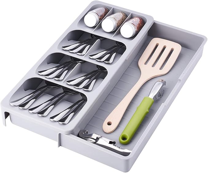 Expandable Cutlery Tray Kitchen Drawer Organizer and In-Drawer Knife Holder