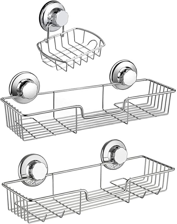 SANNO Expandable Dish Drying Rack Over The Sink Dish Drainer Suction Cups Shower Caddy Soap Dish Holder