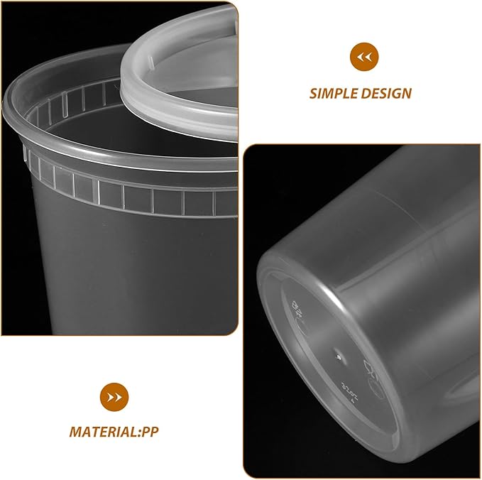 Homoyoyo 30pcs 32oz Plastic Food Containers with Lids, Thickened Disposable Soup Cups for Takeout, Meal Prep, and Food Storage, Airtight and Leak-resistant Bowls for Home and Restaurant Use
